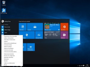 Menu démarrer windows 10 accès rapide configuration système